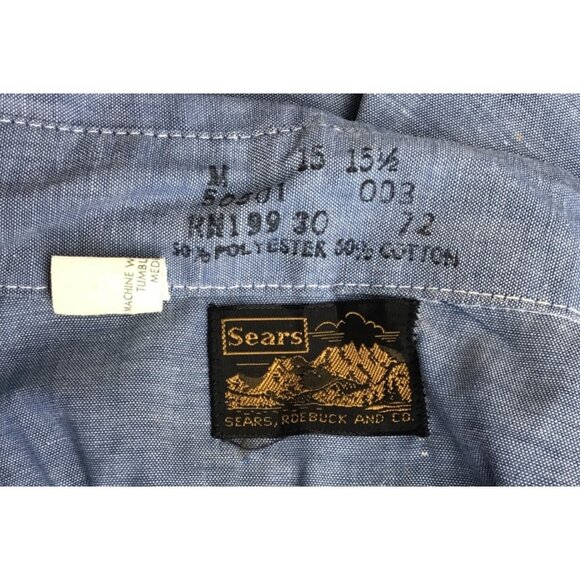 Vintage Sears Embroidered Western Shirt M Denim Floral Design Long Sleeve - Picture 5 of 11